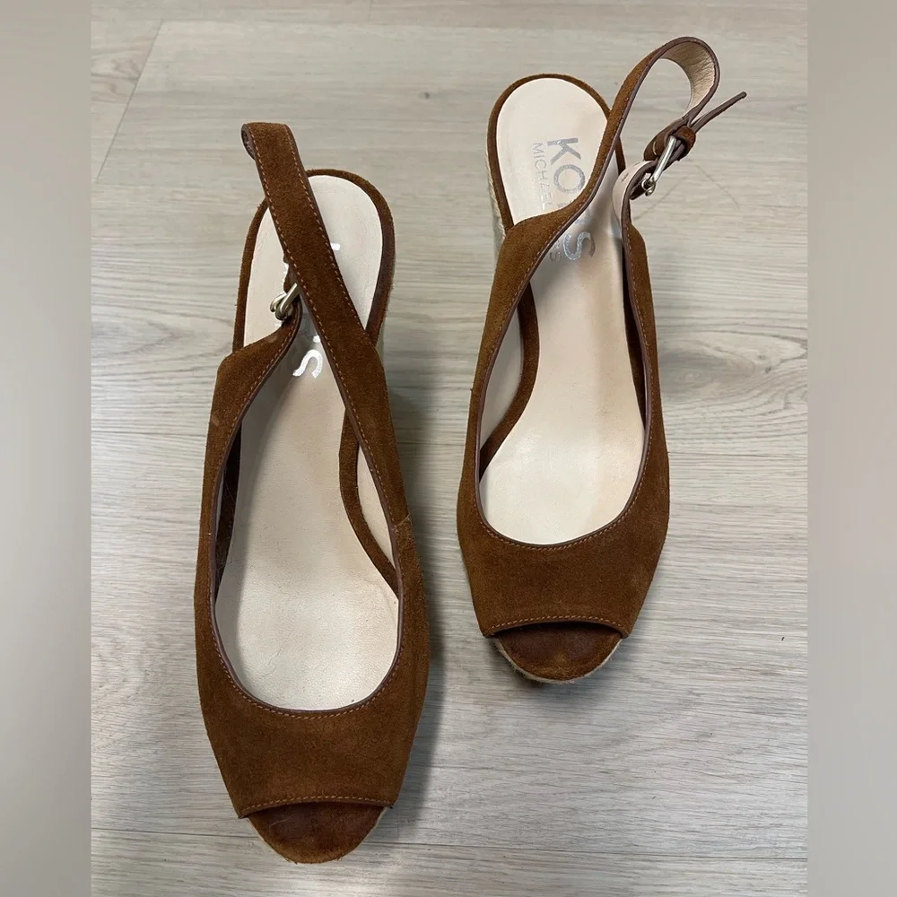 Michael Kors Brown Suede Platform Wedge Sandal size 9.5
